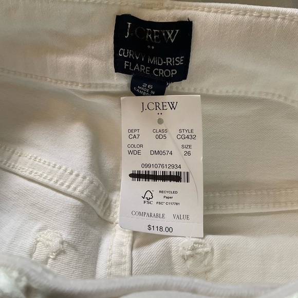 J.Crew Curvy mid-rise flare crop jean in signature stretch White Denim 26 NWT - Picture 10 of 12